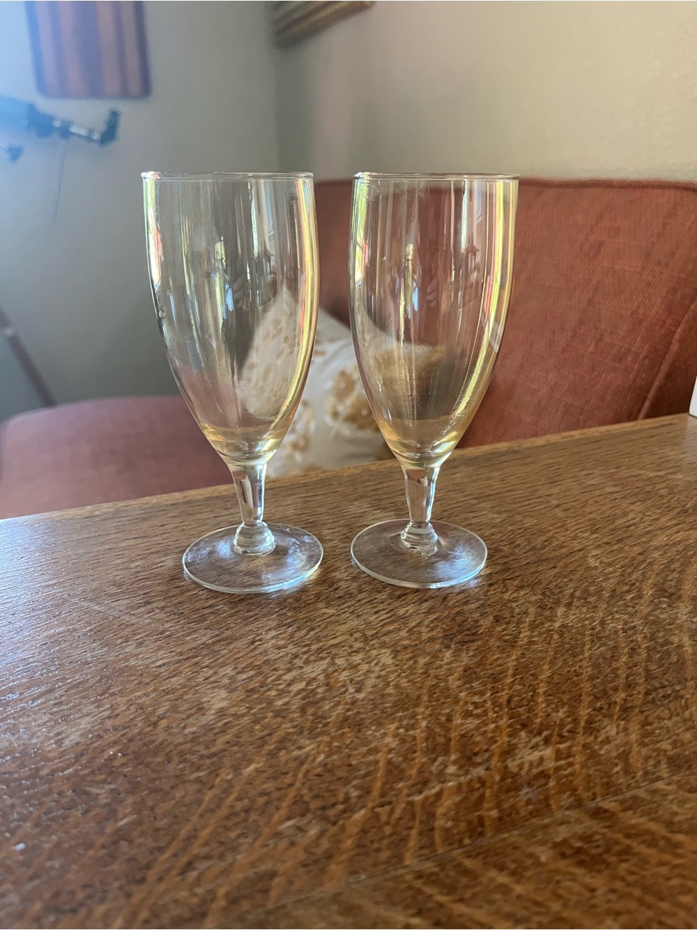 Vintage iridescent-gold short Flutes. Lovely!